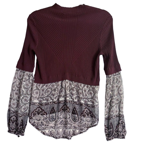 VERONICA BEARD MOON MIXED MEDIA RIBBED MOCK NECK SWEATER BLOUSE WOMEN SIZE M - Picture 10 of 14